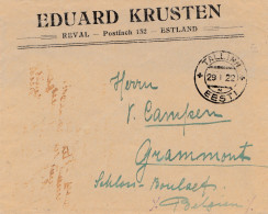 Estland: 1922: Brief Von Tallinn Nach Belgien - Estland