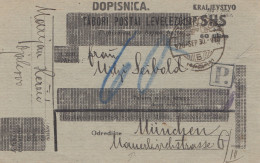 Jugoslawien: 1930 Dopisnica Nach München - Autres & Non Classés