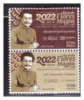 2022 MÉXICO 100 Aniversario Luctuoso De Ricardo Flores Magón, PAR MNH, MEXICANO DESTACADO - Messico