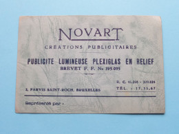" NOVART " Créations Publicitaires Bruxelles ( Voir SCAN ) La Belgique ! - Cartoncini Da Visita