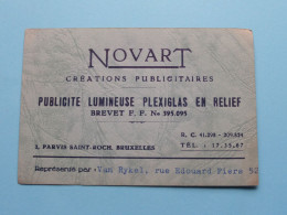 " NOVART " ( Représ. Van Rykel ) Créations Publicitaires Bruxelles ( Voir SCAN ) La Belgique ! - Cartes De Visite