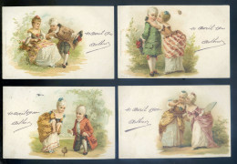 Lot De 4 Cpa Illustrateur Romantique éditeur Wezel & Naumann  Leipzig STEP117 - Ante 1900