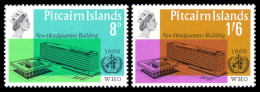 Pitcairn, 1966, WHO Building, World Health Organization, United Nations, MLH, Michel 62-63 - Pitcairn Islands