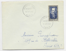 FRANCE SURTAXE 12FR MANET  LETTRE PREMIER JOUR 18 OCT 1952 PARIS - 1950-1959