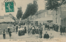 72 LE MANS - Le Patis Saint Lazarre Et Le Boulevard De La République Un Jour De Foire Aux Oignons  - état / RARE - Le Mans