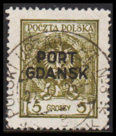 1925. DANZIG. Polnische Post Im Hafen Von Danzig (port Gdansk). PORT GDANSK On 5 GR. LUXUS Canc... (MICHEL 4) - JF544088 - Port Gdansk