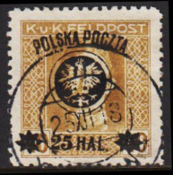 1918. POLSKA. POLSKA POCZTA On K UND K FELDPOST 25 Hal / 40 H Perf. 11½. Luxus Cancel. 25 XII... (Michel 23B) - JF544103 - Used Stamps