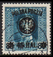 1918. POLSKA. POLSKA POCZTA On K UND K FELDPOST 45 Hal / 80 H Perf. 12½. Stars In The Overp... (Michel 25 II) - JF544106 - Used Stamps
