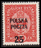 1919. POLSKA. POLSKA POCZTA 25 On 80 HELLER ÖSTERREICH. Hinged. (Michel 48) - JF544111 - Usados