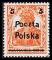 1919. POLSKA. Poczta Polska  5 5 Surcharge On 7½ Pf. Germania Hinged. (Michel 131) - JF544117 - Neufs