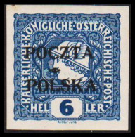 1919. POLSKA. POCZTA POLSKA  Overprint On ÖSTERREICH  ZEITUNGSMARKE 6 HELLER. Hinged. Signed R... (Michel 51) - JF544123 - Ungebraucht