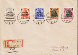 1919. POLSKA. Poczta Polska  Surcharge On Germania In Complete Set On Registered Envelope... (Michel 130-134) - JF544126 - Gebruikt