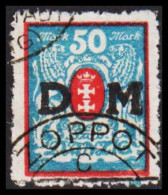 1922. DANZIG. Dienstmarke.  D M On 50 M Staatswappen. Cancelled ZOPPOT.  (Michel Di 33) - JF544160 - Oficial