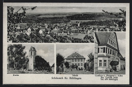 AK Schönaich /Kr. Böblingen, Gasthaus Zum Adler, Schule, Kirche  - Böblingen