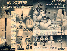 AU LOUVRE - Publicité De Novembre (1936 ?)- [Thème Eclairage, Lampe, Lampadaire, Lustre] (scan Recto-verso)_L4 - Electricidad & Gas