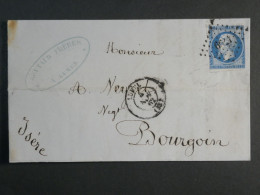 DM 8 FRANCE  LETTRE   ISERE 1862  LUNEL  A BOURGOIN +N°14+AFF. INTERESSANT+++ - 1849-1876: Periodo Clásico