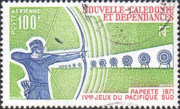 Nle-Calédonie Avion Obl Yv:123 Mi:506 4.jeux Du Pacifique Sud Papeete Tir à L'arc (cachet Rond) - Used Stamps