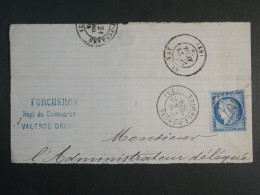 DM 8 FRANCE  LETTRE DEVANT 1875 VALENCE  +CERES °60 +AFF. INTERESSANT+++ - 1849-1876: Periodo Clásico