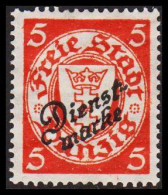 1924. DANZIG. Dienst Marke On 5 Pf. Staatswappen. Hinged. (Michel Di 41) - JF544167 - Oficial