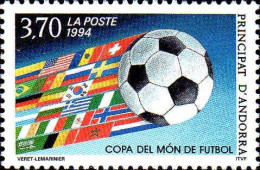 Andorre (F) Poste N** Yv:446 Mi:467 Copa Del Mon De Futbol (Thème) - 1994 – USA