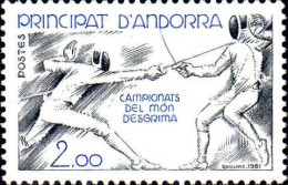 Andorre (F) Poste N** Yv:296 Mi 317 Campionats Del Mon D'esgrima (Thème) - Fencing