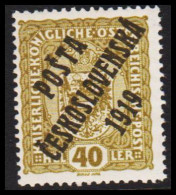 1919. CESKOSLOVENSKO. POSTA CESKOSLOVENSKA 1919 On 40 HELLER. ÖSTERREICH. Hinged. - JF544271 - Neufs