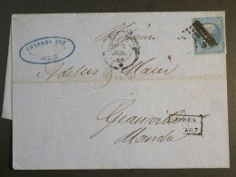 DM 8 FRANCE  LETTRE  1862  PARIS  A GRANVILLE   N°22  +AFF. INTERESSANT+++ - 1849-1876: Periodo Clásico