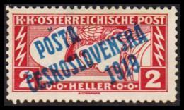 1919. CESKOSLOVENSKO. POSTA CESKOSLOVENSKA 1919 On 2 HELLER Eilmarke ÖSTERREICH. Hinged. - JF544292 - Nuovi