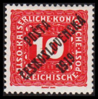 1919. CESKOSLOVENSKO. POSTA CESKOSLOVENSKA 1919 On 10 HELLER Portomarken Von 1916 ÖSTERREICH. Hinged. - JF544296 - Unused Stamps