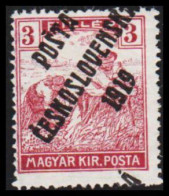 1919. CESKOSLOVENSKO. POSTA CESKOSLOVENSKA 1919 On 3 FILLER MAGYAR KIR POSTA. Hinged. - JF544313 - Ungebraucht