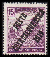 1919. CESKOSLOVENSKO. POSTA CESKOSLOVENSKA 1919 On 15 FILLER MAGYAR KIR POSTA. Hinged. - JF544315 - Unused Stamps