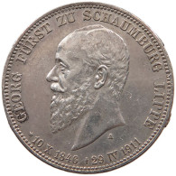 GERMANY EMPIRE 3 MARK 1911 SCHAUMBURG LIPPE REMOVED FROM MOUNTING Georg 1893-1911 #t033 0129 - 2, 3 & 5 Mark Plata