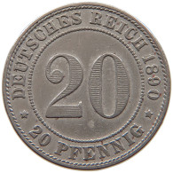 GERMANY EMPIRE 20 PFENNIG 1890 J #t032 0625 - 20 Pfennig