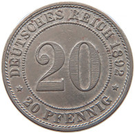 GERMANY EMPIRE 20 PFENNIG 1892 A #t032 0611 - 20 Pfennig
