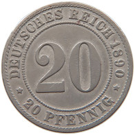 GERMANY EMPIRE 20 PFENNIG 1890 F #t032 0615 - 20 Pfennig