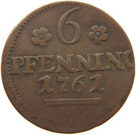 GERMAN STATES 6 PFENNIG 1761 ROSTOCK #t032 0941 - Groschen & Andere Kleinmünzen