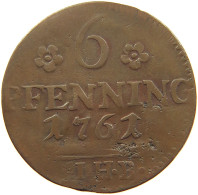 GERMAN STATES 6 PFENNIG 1761 ROSTOCK #t032 0943 - Groschen & Andere Kleinmünzen