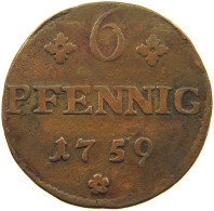 GERMAN STATES 6 PFENNIG 1759 MECKLENBURG SCHWERIN Friedrich 1756-1785 #t032 0945 - Groschen & Andere Kleinmünzen