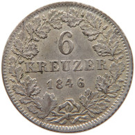 GERMAN STATES 6 KREUZER 1846 HESSEN DARMSTADT Ludwig II. 1830-1848. #t032 0879 - Groschen & Andere Kleinmünzen