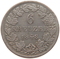 GERMAN STATES 6 KREUZER 1848 HESSEN DARMSTADT Ludwig II. 1830-1848. #t032 0881 - Groschen & Andere Kleinmünzen