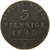 GERMAN STATES 3 PFENNIG 1840 SACHSEN WEIMAR EISENACH Karl Friedrich (1828-1853) #t033 0073 - Groschen & Andere Kleinmünzen