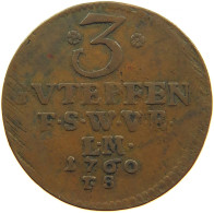 GERMAN STATES 3 PFENNIG 1760 SACHSEN WEIMAR EISENACH Anna Amalia (1758-1775) #t033 0063 - Groschen & Andere Kleinmünzen