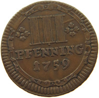 GERMAN STATES 3 PFENNIG 1759 MÜNSTER DOMKAPITEL #t032 1117 - Groschen & Andere Kleinmünzen