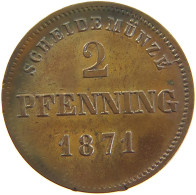 GERMAN STATES 2 PFENNIG 1871 BAYERN Ludwig II. 1864-1886. #t032 0703 - Small Coins & Other Subdivisions