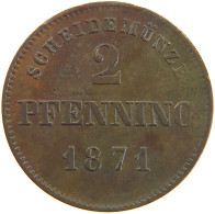 GERMAN STATES 2 PFENNIG 1871 BAYERN Ludwig II. 1864-1886. #t032 0701 - Small Coins & Other Subdivisions