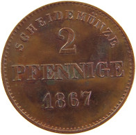 GERMAN STATES 2 PFENNIG 1867 SACHSEN MEININGEN Georg II. (1866-1914) #t032 0697 - Groschen & Andere Kleinmünzen