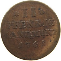 GERMAN STATES 2 PFENNIG 1765 SPEYER Franz Christoph Von Hutten, 1743 - 1770. #t033 0189 - Groschen & Andere Kleinmünzen