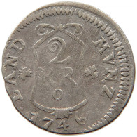 GERMAN STATES 2 KREUZER 1746 PFALZ Karl Theodor 1742-1799 #t033 0251 - Groschen & Andere Kleinmünzen