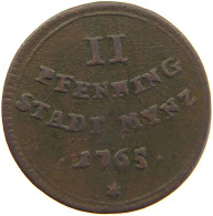 GERMAN STATES 2 PFENNIG 1765 AUGSBURG #t032 1137 - Groschen & Andere Kleinmünzen