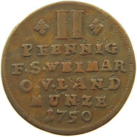 GERMAN STATES 2 PFENNIG 1750 SACHSEN WEIMAR EISENACH #t032 0965 - Groschen & Andere Kleinmünzen